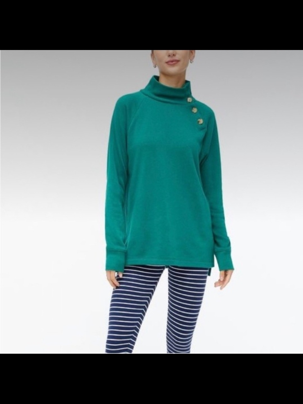 J. Crew Womens Sz L Kelly Green Mock Neck Pullover Knit Sweater